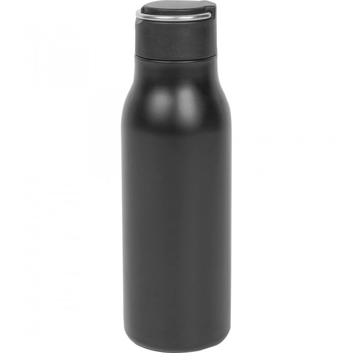 Siyah 500 ml Paslanmaz Çelik Askılı Kapaklı Lazer Baskılı Promosyon Matara